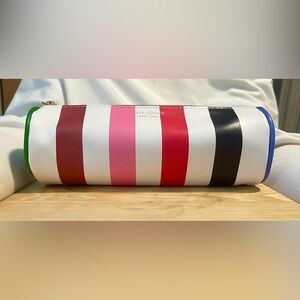 *EUC* KATE SPADE Striped Pencil/Accessory Bag - Round/Zippered/Lined - 9” X 3”